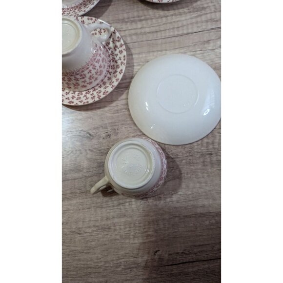 English Ironstone Tableware Provence Red  cup and saucer set of 4 - Picture 6 of 9